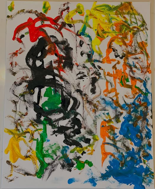 Cat the car, an abstract painting by Kevin Bartley