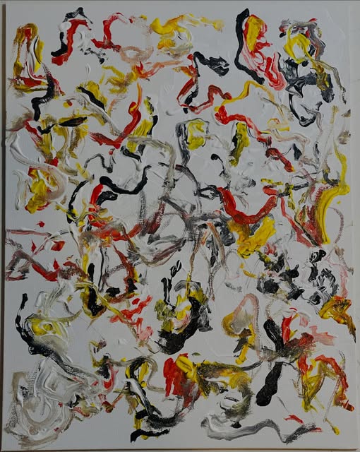 Feed your goat, an abstract acrylic painting by Kevin Bartley